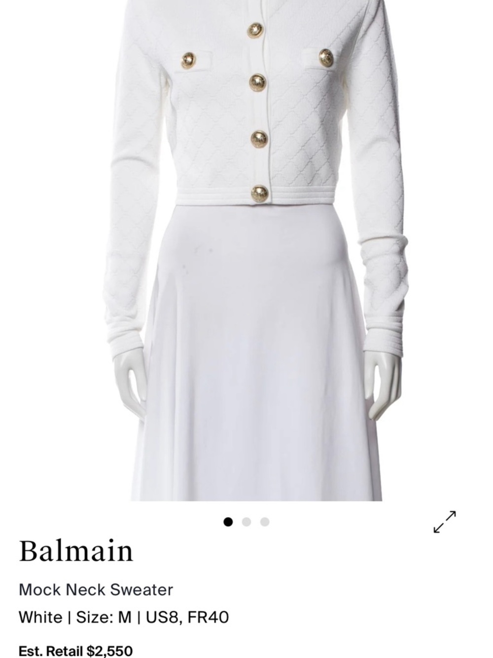 Balmain White A-Line Women's Skirt with Clean Silhouette
